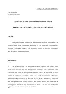 LC Paper No. CB[removed]) For discussion on 28 March 2002 LegCo Panel on Food Safety and Environmental Hygiene