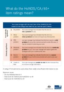 What do the HoNOS/CA/65+ item ratings mean? Clinically significant  Not clinically