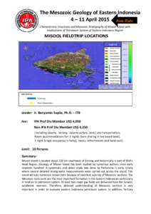 The Mesozoic Geology of Eastern Indonesia 4 – 11 April 2015 New Date Characteristic Structures and Mesozoic Stratigraphy of Misool Island with Implications of Petroleum System of Eastern Indonesia Region  MISOOL FIELDT