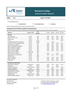 Research Facility Animal Health Report AREA: A‐6