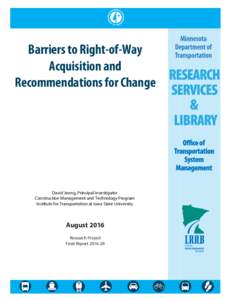 Barriers to Right-of-Way Acquisition and Recommendations for CHange
