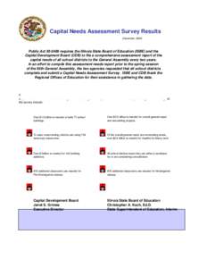 Capital Needs Assessment Survey Results December, 2006 Public Act[removed]requires the Illinois State Board of Education (ISBE) and the Capital Development Board (CDB) to file a comprehensive assessment report of the cap