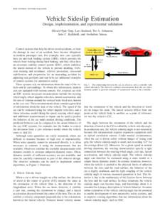 IEEE CONTROL SYSTEMS MAGAZINE  1 Vehicle Sideslip Estimation Design, implementation, and experimental validation
