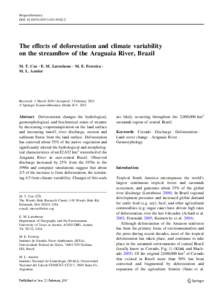 Biogeochemistry DOIs10533The effects of deforestation and climate variability on the streamflow of the Araguaia River, Brazil M. T. Coe • E. M. Latrubesse • M. E. Ferreira