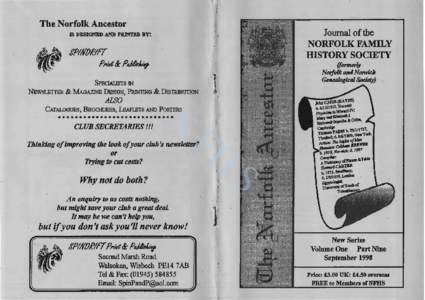 The Norfolk Ancestor  Journal of the NORFOLK FAMILY HISTORY SOCIETY