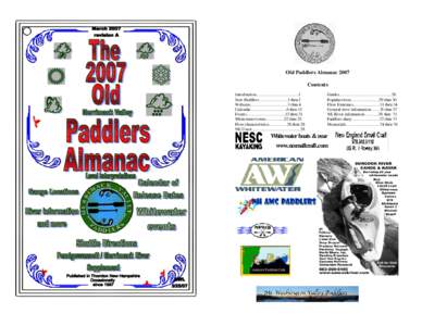 Old Paddlers Almanac 2007 Contents Introduction………………….…...…1 New Paddlers…………….…..1 thru 2 Websites………………….…..3 thru 4 Calendar……………………..6 thru 11