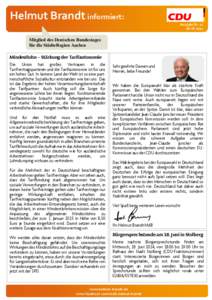 Helmut Brandt informiert: Ausgabe Nr[removed]Mitglied des Deutschen Bundestages für die StädteRegion Aachen