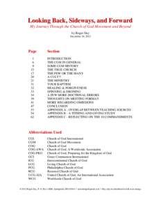 Looking Back, Sideways, and Forward My Journey Through the Church of God Movement and Beyond by Roger Day December 18, 2012  Page