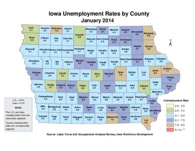 Iowa Unemployment Rates by County January 2014 Lyon 3.1  Osceola