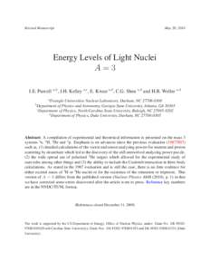 Revised Manuscript  May 20, 2014 Energy Levels of Light Nuclei A=3