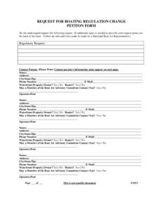 Microsoft Word - REQUEST FOR BOATING REGULATION CHANGE FORM.doc