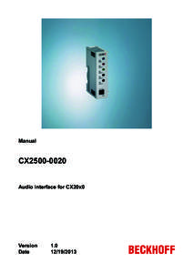 Manual  CX2500­0020 Audio interface for CX20x0