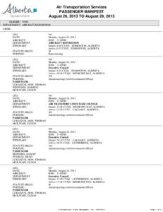 Air Transportation Service - Flight Manifest - August 26, 2013