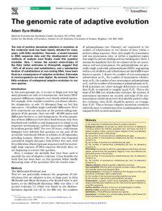 Molecular evolution / Mutation / Molecular biology / Ka/Ks ratio / Adaptive evolution in the human genome / Neutral theory of molecular evolution / McDonald–Kreitman test / Mutation rate / Neutral mutation / Biology / Evolutionary biology / Genetics