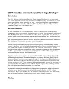 2007 National Post-Consumer Recycled Plastic Bag & Film Report