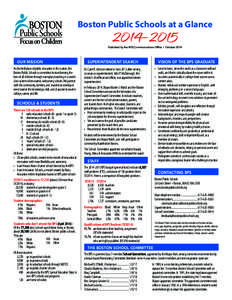 BOSTON Public Schools Boston Public Schools at a Glance  2014–2015