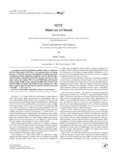 Icarus 139, 374–[removed]Article ID icar[removed], available online at http://www.idealibrary.com on NOTE Water Ice on Nereid Robert H. Brown