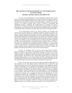 General Assembly resolution[removed]S-VI), Declaration on the Establishment of a New International Economic Order