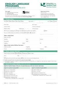 English Language Programs Application Form 2015