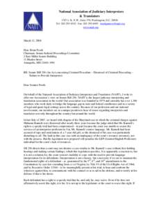 National Association of Judiciary Interpreters & Translators 1707 L St. N.W., Suite 570, Washington, D.C[removed]Tel: [removed] · Fax: [removed] · [removed] · www.najit.org