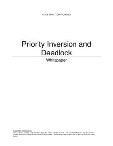 CODE TIME TECHNOLOGIES  Priority Inversion and Deadlock Whitepaper