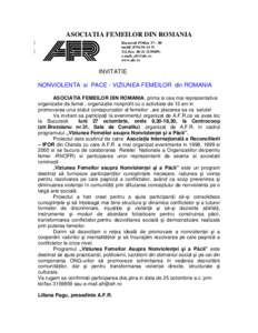 ASOCIATIA FEMEILOR DIN ROMANIA Bucuresti POBox 37 – 80 mobil: Tel./fax: ; e-mail;  www.afr.ro