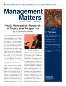 THE PUBLIC MANAGEMENT RESEARCH ASSOCIATION NEWSLETTER  Management Matters Volume 8