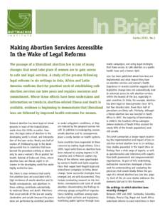 Making Abortion Services Accessible in the Wake of Legal Reforms