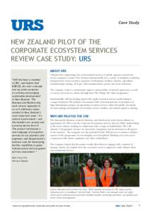 Case Study  NEW ZEALAND PILOT OF THE CORPORATE ECOSYSTEM SERVICES REVIEW CASE STUDY: URS ABOUT URS