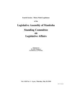 The Legislative Assembly of Manitoba Debates and Proceedings