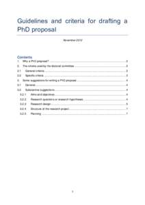 Guidelines and criteria for drafting a PhD proposal November 2012 Contents 1.