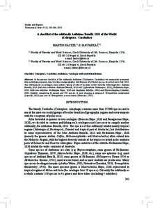 Studies and Reports Taxonomical Series 9 (2): [removed], 2013 A checklist of the subfamily Anthiinae Bonelli, 1813 of the World (Coleoptera: Carabidae) Martin Häckel1) & Jan Farkač 2)