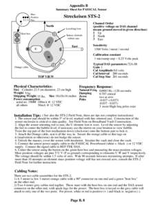 Appendix B Summary Sheet for PASSCAL Sensor Mass Position T U V Pins F