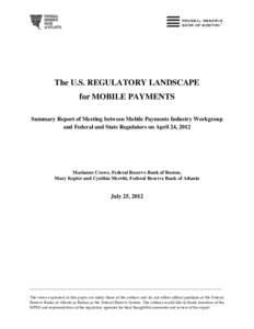 The U.S. Regulatory Landscape for Mobile Payments