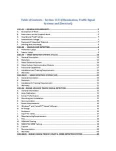 Table of Contents – Section[removed]Illumination, Traffic Signal Systems and Electrical[removed] — GENERAL REQUIREMENTS .....................................................................................5 A. Descript