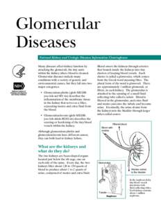 Glomerular Diseases National Kidney and Urologic Diseases Information Clearinghouse Many diseases affect kidney function by attacking the glomeruli, the tiny units ­within the kidney where blood is cleaned.