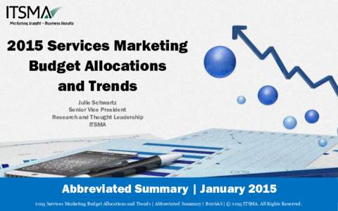 2015 Services Marketing Budget Allocations and Trends Julie Schwartz Senior Vice President Research and Thought Leadership