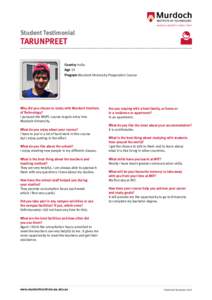 Student Testimonial  TARUNPREET Country India Age 19
