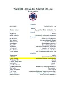 Year 2003 – US Martial Arts Hall of Fame Inductees
