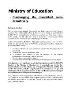 Ministry of Education • Discharging proactively.