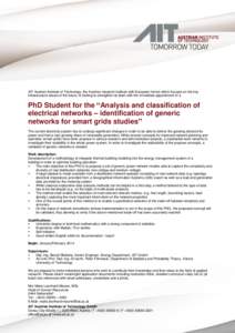 Electric power distribution / Electrical engineering / Smart grid / Austrian Institute of Technology / Seibersdorf / Electrical grid / Topology / Infrastructure / Electricity / Electric power transmission systems / Electromagnetism / Technology