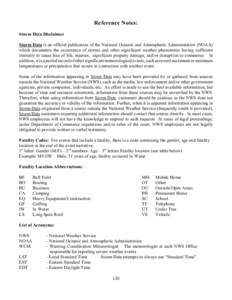 Reference Notes: Storm Data Disclaimer Storm Data is an official publication of the National Oceanic and Atmospheric Administration (NOAA)