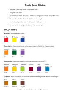 Basic Color Mixing · Start with just a drop or two to adjust the color. · To lighten use white.