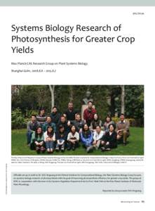 SPECTRUM  Systems Biology Research of Photosynthesis for Greater Crop Yields Max Planck-CAS Research Group on Plant Systems Biology