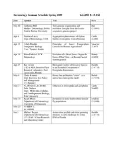 Entomology Seminar Schedule Spring[removed]:13 AM Date