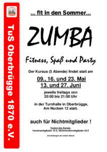 ... fit in den Sommer… Sommer… TuS Oberbrügge 1870 e.V.  ZUMBA