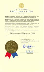 STATE  OF TENNESSEE PROCLAMATION BY THE