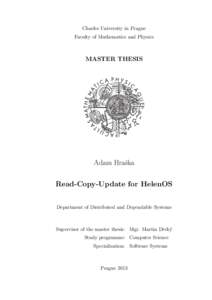 Charles University in Prague Faculty of Mathematics and Physics MASTER THESIS  Adam Hraˇska