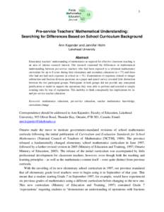 Fields Mathematics Education Journal