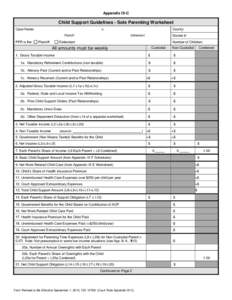 Child Support Guidelines - Sole Parenting Worksheet - Appendix IX-C